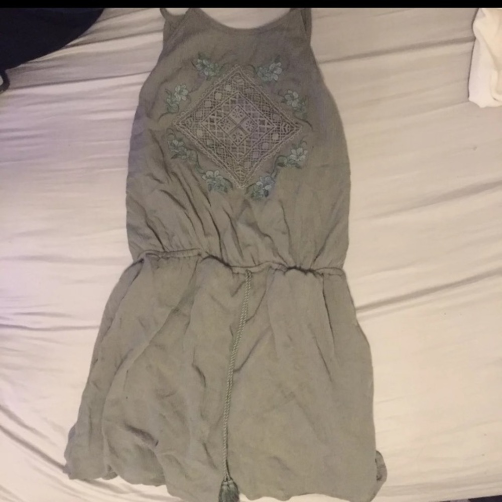 Flower embroidered romper